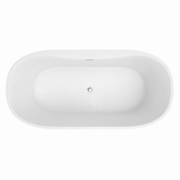 Baignoire spa VIRPOL moderne et simple en acrylique blanc, forme ovale, autoportante, bain à remous, 10 jets, drain central, panneau de commande informatisé