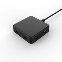 Stasiun Pengisian Daya 6-in-1 Berkualitas Tinggi dengan 1*Kabel USB-C Tetap untuk Input+4 *Output USB-C+2 *Output USB-A