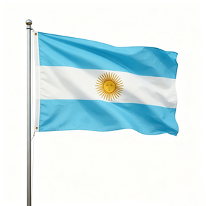 ธงชาติอาร์เจนตินา ขนาด 3x5 <span class=keywords><strong>ฟ</strong></span>ุต ลา<span class=keywords><strong>ย</strong></span>พระอาทิต<span class=keywords><strong>ย</strong></span>์แห่งเดือนพฤษภาคม พิมพ์บนผ้าโพลีเอสเตอร์ ธงชาติอาร์เจนตินาสำหรับงานกีฬา - Product Image 1