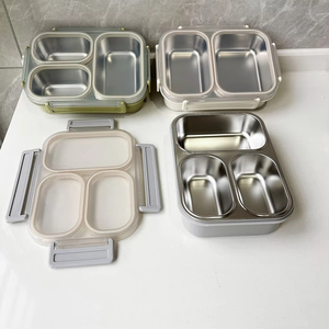 Portable 304 Stainless Steel Bento Lunch Box Microwave-Sealed 4/5 Compartment Food <strong>Container</strong> Set <strong>Plastic</strong> <strong>Lid</strong> for Kids Students - Product Image 4