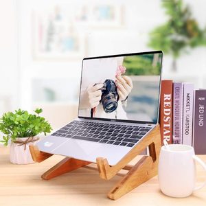 Bamboo Laptop Stand <b>Foldable</b> Portable <b>Desk</b> Support for Laptops Cooling Design - Product Image 1