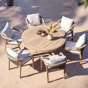 Hotel Outdoor <b>Table</b> and Chair Courtyard Wood Waterproof Anticorrosive Leisure <b>Balcony</b> Outdoor Garden Dining Chair - Product Image 1