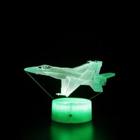 Lampe de nuit 3D en forme d'avion, jouet LED RC, cadeau pour garçon, avion de guerre, lampe de table, avion militaire, jet
