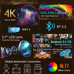 4K Max Projecteur Auto Focus Triple Laser LED Lampes 1000 Lumens Android 9 Mini Projecteur de Jeu Vidéo pour Home Cinéma - Product Image 5