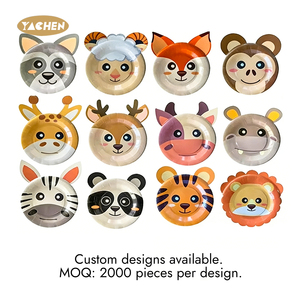 YACHEN 6 pièces/paquet, décorations de fête jetables sur le thème de la <span class=keywords><strong>jungle</strong></span> du zoo, animaux de dessin animé, vaisselle en papier, assiettes pour les fournitures de fête d'anniversaire - Product Image 3