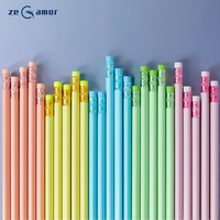 Crayon en bois standard noir HB Zeamor personnalisé aux couleurs macaron avec gomme, impression UV, 15 cm, pour usage promotionnel professionnel