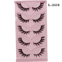 Vente en Gros 5 Paires de Faux Cils Bande Complète Œil de Chat Effet Ailé Renard Moelleux Naturel 10mm-20mm