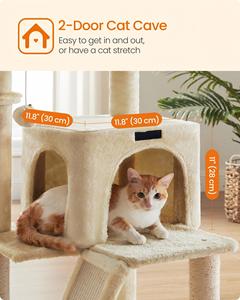 Árbol para Gatos Starmon, Torre para Gatos, Condominio de Múltiples Niveles con Percha Ancha, Postes para Rascar y Rampa, Hamaca para Gatos - Product Image 3