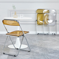 Chaise de salle à manger pliable transparente en acrylique pour intérieur et extérieur