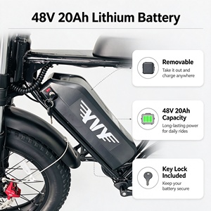 จักรยานไฟฟ้าเสือภูเขาขนาด 20 นิ้ว 48v20ah ยางใหญ่ ยี่ห้อ EU Warehouse พร้อมมอเตอร์ฮับ 7 สปีด เบรกดิสก์ไฮดรอลิก สำหรับเด็กและผู้ใหญ่ - Product Image 2