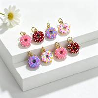 Pendentif Donuts Multicolore en Émail pour Bracelet FABCM-16, Breloque en Cuivre Doré pour la Fabrication de Bijoux, Pendentifs en Forme de Pain pour Bijoux d'Été