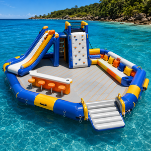 Île flottante gonflable <span class=keywords><strong>de</strong></span> luxe avec toboggan, auvent, bar et sièges pour projets hôteliers et complexes <span class=keywords><strong>de</strong></span> villégiature - Product Image 3