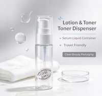 Flacon cosmétique cylindrique transparent en PET de 30 ml avec pompe à lotion blanche, distributeur de sérum et de lotion portable pour les voyages, étiquette privée OEM