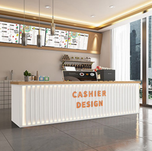 Comptoir de réception artistique haut de gamme en FRP, sur mesure, forme incurvée spéciale, pour hall d'hôtel, bureau, salon de beauté, centre commercial - Product Image 4