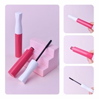 Untuk Maskara Bulu Mata Melengkung dengan Tutup Putih, Sikat Helikal, Botol 12ml Tahan Air, Tahan Lama, Cepat Kering, Warna Merah Muda, Grosir OEM Kustom