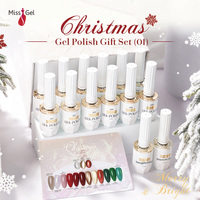 Missgel Coffret de Vernis Gel de Noël 12 Couleurs Boîte Cadeau Sans HEMA Sans TPO Soak Off UV LED Kit Nail Art Magnétique Effet Œil de Chat Pailleté