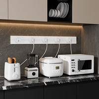 Riel de Alimentación Estándar Europeo de 80 cm con Interruptor de 32 A, 4 Enchufes Alemanes y 1 Enchufe USB A+C para Uso Doméstico