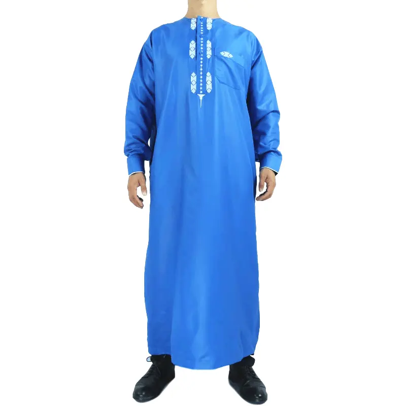 2023อิสลามปักลายสีฟ้าของชาวโมร็อกโกเสื้อผ้ามุสลิมดีไซน์ใหม่เสื้อผ้าอิสลามสไตล์ซาอุดิอาระเบียแพนเทน