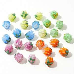 Breloques en forme de bulbes de fleurs en verre soufflé |   Pendentif en verre plaqué or 18 carats PVD, avec attache en acier inoxydable pour la fabrication de bijoux |   Imperméable et durable - Product Image 3