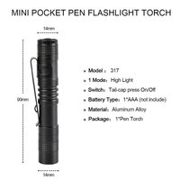 Senter LED Mini Portabel dari Aluminium Alloy 120 Lumen, Lampu Saku dengan Klip, Baterai AA, Tahan Air IP65, untuk Berkemah, Dokter, dan Penggunaan Pena