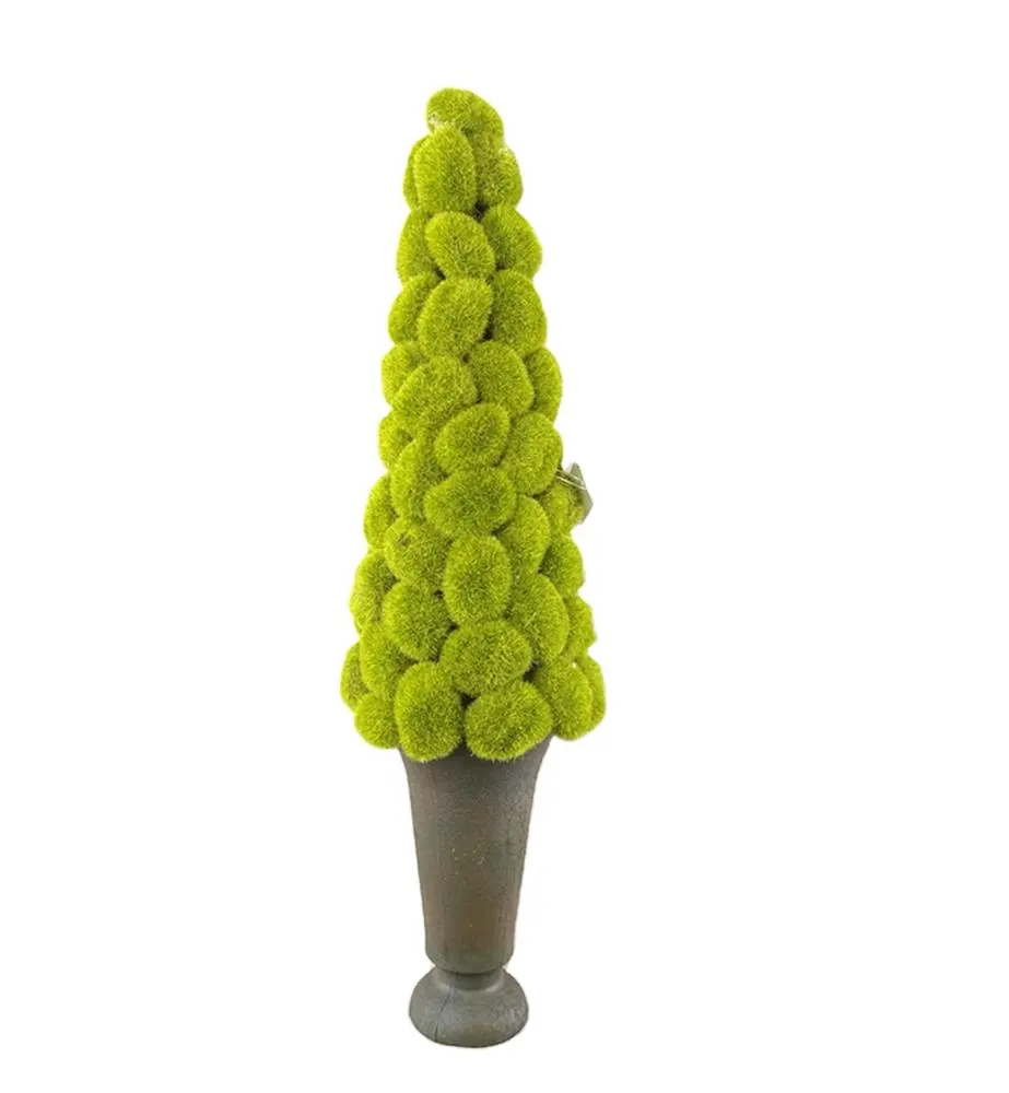 Kerst Kunstmatige Faux Topiary Kegelvorm Moss In Papier Mache Pot Voor Decoratieve