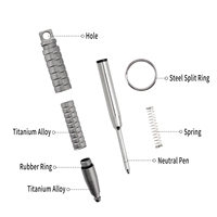 Stylo en titane format poche, robuste, en métal massif, stylo à bille pour écriture, instrument de papeterie avec clip pour un transport quotidien
