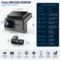 Nouvelle Caméra de Tableau de Bord Double Objectif 2026 pour Voiture, Enregistreur DVR 24h/24 HD 2K 1080P, Caméra de Tableau de Bord Double Objectif WiFi Boîte Noire