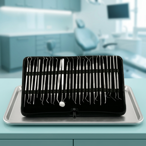 Ensemble d'instruments chirurgicaux dentaires en acier inoxydable, kit manuel certifié CE, poignée moletée, classe I, usage professionnel - Product Image 4