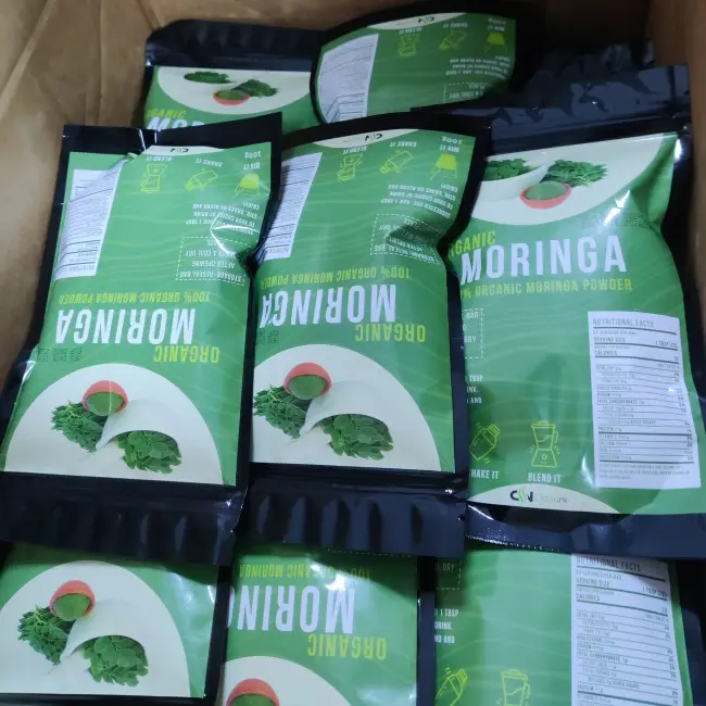 אבקת עלי מורינגה טבעית טהורה 100 גרם 250 גרם לכל שקית למוצרי טיפוח לעור אבקת מורינגה