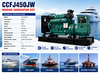 Groupe électrogène marin SCDC CCFJ450JW 450 kW 1800 tr/min avec régulateur électronique AVR et générateur diesel KTA19-DM 1800 tr/min