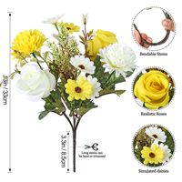 Grensoverschrijdend kunstbloemenboeket van plastic, handgebonden viooltjes, rozen, madeliefjes, modern, herbruikbaar, milieuvriendelijk, Valentijnsdag