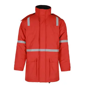 Factory Supply Hi Vis Reflective Safety Winter Jacket Workwear Concealed Hooded Padded Waterproof Work Wear Coat