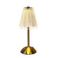 Lampe de table LED sans fil rechargeable de luxe en cristal, commande tactile sans fil, design nordique moderne, or, réglable, type C, pour la maison