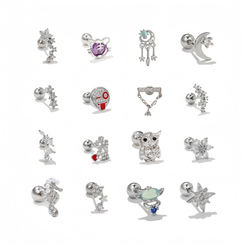 Cartoon Earrings 18K Gold Plated Brass