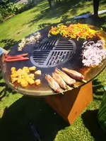 Barbecue de jardin à bois en acier Corten, revêtement noir en poudre, foyer extérieur