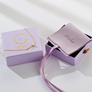 Personalized Custom Logo Blue Purple Cardboard Sliding Drawer Jewelry Packaging <b>Gift</b> Box with <b>Envelope</b> Pouches - Product Image 1