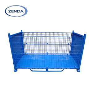 Boîte de rangement pliable professionnelle <span class=keywords><strong>ZENDA</strong></span>, capacité 1500 kg, en métal maillé durable pour entrepôt, 4 niveaux empilables - Product Image 4