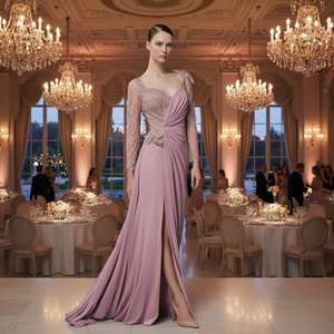 Pink Sequin Mermaid Evening Dress <b>Strapless</b> Long Sleeves Natural Waistline Built-in <b>Bra</b> Breathable Mesh <b>Plus</b> <b>Size</b> for Weddings - Product Image 3