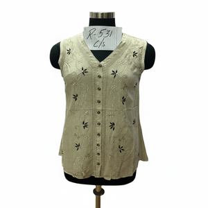 เสื้อถักลายด้วยผ้าฝ้ายสำหรับผู้หญิงเสื้อผ้าแฟชั่นแบบไม่มีแขนเสื้อสำหรับ GC-AP-1310 - Product Image 1