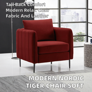 Fauteuil d'appoint moderne en velours, canapé individuel rembourré, fauteuil à accoudoirs avec pieds en métal, dossier cannelé, siège de salon pour salon et chambre à coucher - Product Image 2