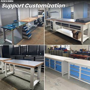 ROCKBEN Heavy Duty Aço Bancada Oficina Garagem Bancada com Armazenamento Modular Bancada Resistente Workstation Eletrônico - Product Image 4