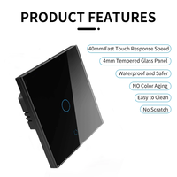 Interrupteur intelligent pour la maison connectée, compatible UE/UK, WiFi RF433, max 240V, panneau en verre trempé, interrupteur mural intelligent