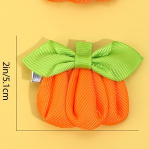 Halloween Pumpkin <b>Bow</b> Hair <b>Clips</b> Ribbed Ribbon Barrettes Cute Fall Decor For Girls Kids Party Hair Accessories - Product Image 2
