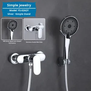 <span class=keywords><strong>Douche</strong></span> <span class=keywords><strong>de</strong></span> salle <span class=keywords><strong>de</strong></span> bain argentée, pomme <span class=keywords><strong>de</strong></span> <span class=keywords><strong>douche</strong></span> carrée surélevée, <span class=keywords><strong>barre</strong></span> coulissante, poignée unique, sans perçage, nouveau style, style hôtel, robinet relevable - Product Image 6