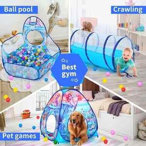 Tente de jeu créative 3 en 1 pour enfants, thème sirène, avec piscine à balles pour bébé et tunnel de jeu pour ramper - Product Image 3