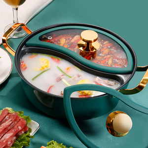 Nồi nấu lẩu vịt mandarin bằng thép không gỉ 304, hình tròn lớn, chống dính, hai ngăn, có tay cầm - Product Image 3