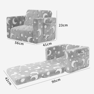 Sofá de peluche para niños con diseño de luna y estrellas, para niños de 2 a 4 años, silla de lectura unisex, comprimible y con resortes - Product Image 3