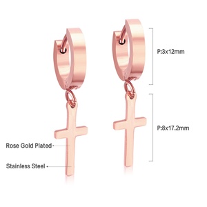 Nouvelles boucles d'oreilles Crux Cross en acier inoxydable Ason, boucles d'oreilles créoles pour femmes et filles - Product Image 5
