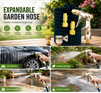 Le plus récent tuyau d'eau de jardin magique flexible extensible de 50FT 100FT 3750D 1/2 \ "en laiton massif haute pression en plastique CNS