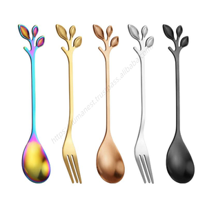 Vente en gros SYH1352 Couverts en acier inoxydable doré durables pour mariage, fête, service de glace, gâteau, dessert, café, thé, cuillère, fourchette - Product Image 1